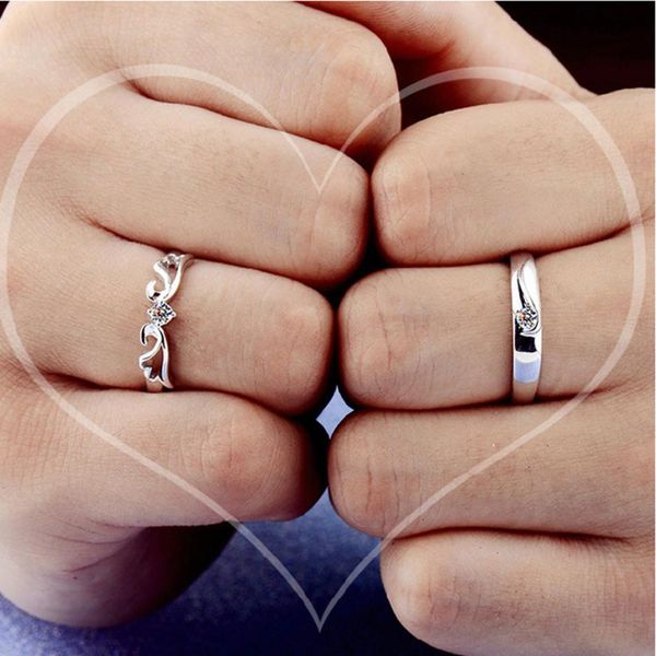 

otoky lovers rings creative anillos de los amantes men women wedding jewelry gift couples love opening ring for lovers jan16, Golden;silver