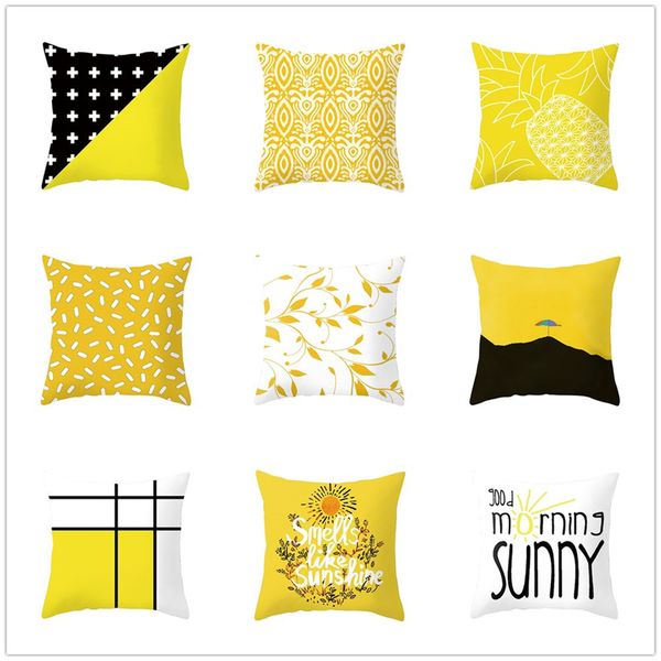 

pineapple leaf yellow pillowcase bed chair waist throw cushion home decor brand new 45cm*45cm square super soft fabric 10jul 16 pillow case