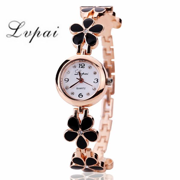 

lvpai 2018 watch women gold vintage luxury clock women bracelet watch ladies stainless steel with rhinestones, Slivery;brown