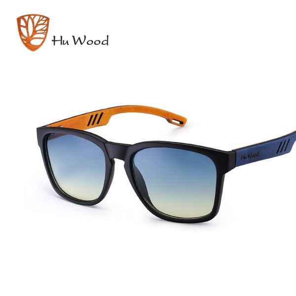 

hu wood brand design multi-color frame skateboard wood sunglasses for men color gradient lenses driving shade anti-glare gr8011, White;black