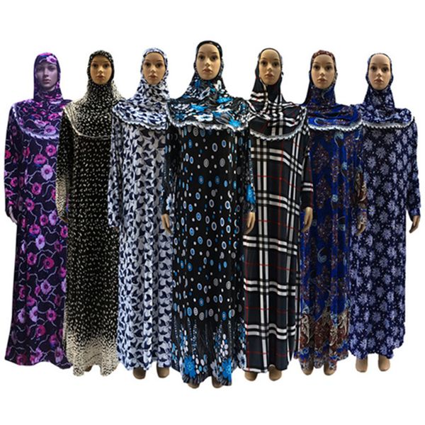 (12 peças / lote) Novo Estilo Mulheres Kaftan Muçulmano abaya Maxi Vestido roupas de oração Islã hijab abaya