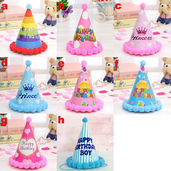 

2pcs/set colorful priness cone crown hats girls boys first birthday party supplies kid headband xmas decor kids gift favor
