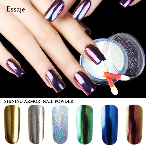 

eassaje sequins powder pigment nail art chrome shining mirror gel powder for nail decoration glitter pigment dust glitter, Silver;gold