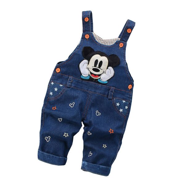 

cola spring fashion leisure pant for baby girls boys bib overall children denim overalls trousers kids cartoon infant jeans, Blue