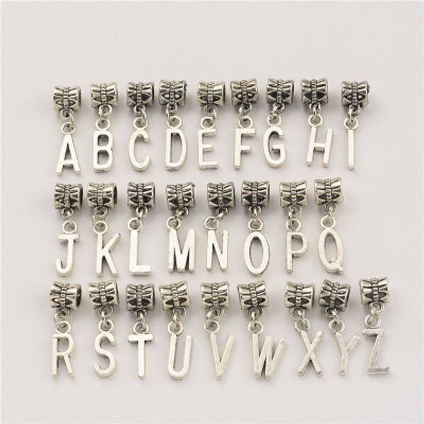 

26pcs a-z letter pendant 26 alphabet pendant charms fit pandora original bracelet necklace letter beads jewelry diy accessories dhl free, Black