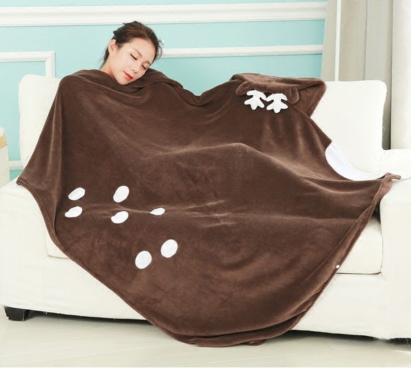 

2017 new deer elk christmas gift coral fleece lazy blankets wearable tv sofa blanket throw manta warm robe cloak 110*150cm yml01