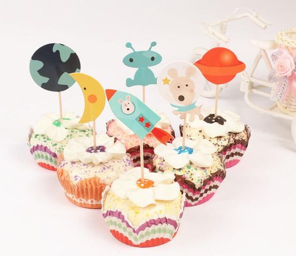 

space theme cupcake ers planet spaceship cake er picks creative cake decor for birthday party decoration