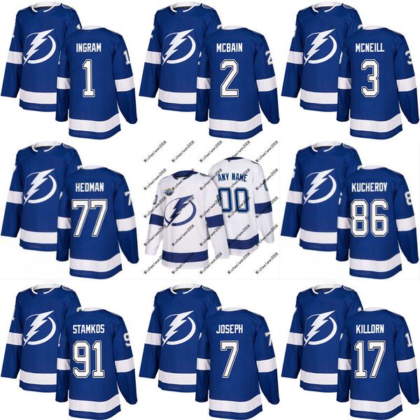 

New Season 1 Connor Ingram 2 Jamie McBain 3 Reid McNeill 7 Mathieu Joseph 31 Peter Budaj Tampa Bay Lightning Custom Hockey Jersey