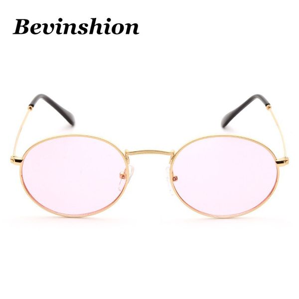 

new arrival 2018 oval sunglasses women vintage ocean color lens transparent pink metal frame sun glasses men night vision retro, White;black