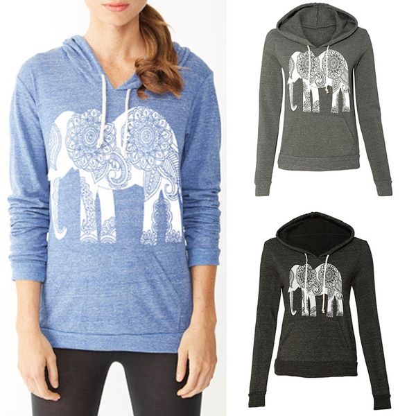 

классический женщин толстовка с капюшоном толстовка мода с капюшоном слон пальто толстовка для женщин женский леди причинно верхняя одежда, Black