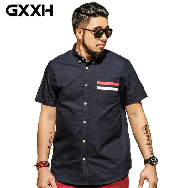 

oversized men gxxh brand big and tall mens shirts fashion 2017 summer men shirt short sleeve loose casual shirt male 5xl 6xl 7xl, White;black