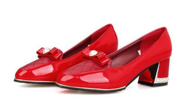 

send 2018 spring and autumn new style middle heel coarse heel bowknot women's shoes, Black