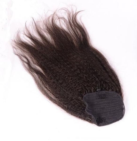 Natürliches italienisches Yaki-Echthaar, verworren, gerade. Clip-in-Haarverlängerungen aus natürlichem, grobem Yaki-Jungfrau-Haar mit Kordelzug, Pferdeschwanz-Haarverlängerungen, 100–160 g