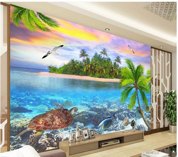 

sea island underwater world hainan island hd background mural modern wallpaper for living room