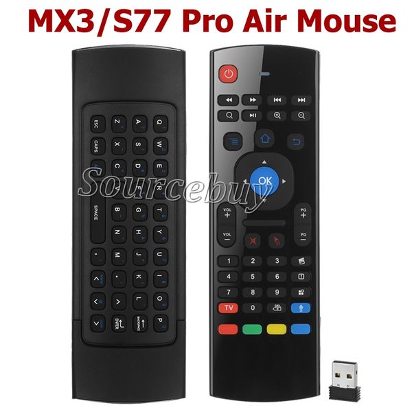 

2.4G MX3 / S77 pro Мини беспроводная клавиатура QWERTY с микрофоном Voice 3-в-1 Fly Air Mouse Пульт дис