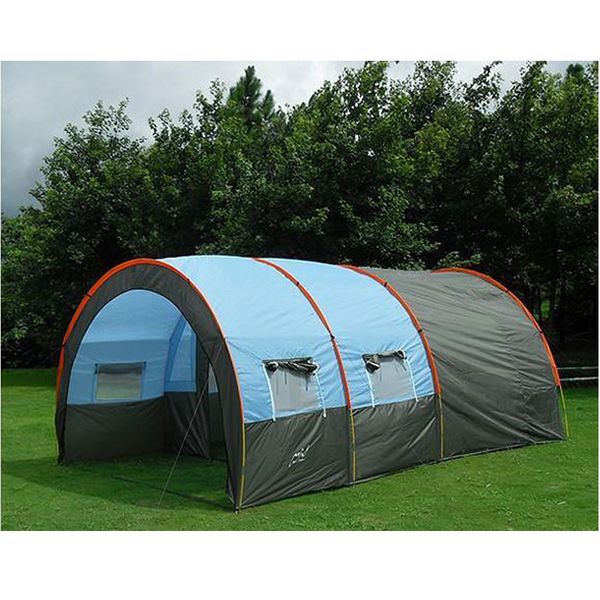 

large camping tent 10 person double layer waterproof tunnel party tents outdoor camping 2rooms 1hall large family tents