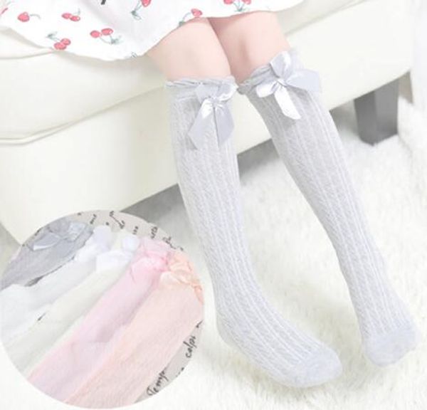 Кружевные носки детские носки девушки зима солидные теплое колено высокие носки с луками