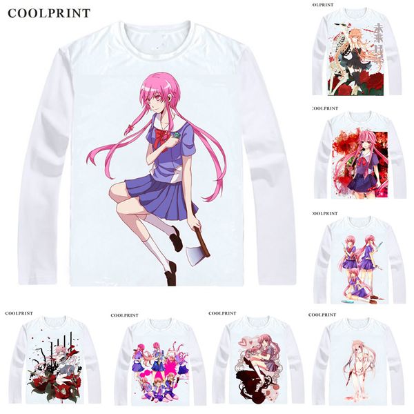 

coolprint future diary mirai nikki t-shirts long sleeve shirts japanese anime gasai yuno juno second future diary owner cosplay shirt, White;black