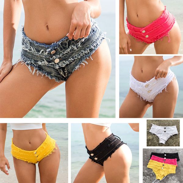 

women's clothing shorts 2019 summer women tassel ripped side lace up cut out ultra low waist jeans denim shorts pants booty twerk, White;black