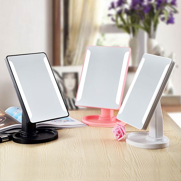 

горячие продажи led макияж зеркало косметический настольный портативный компактный 16 светодиодные фонари освещенные зеркало для женщин черн