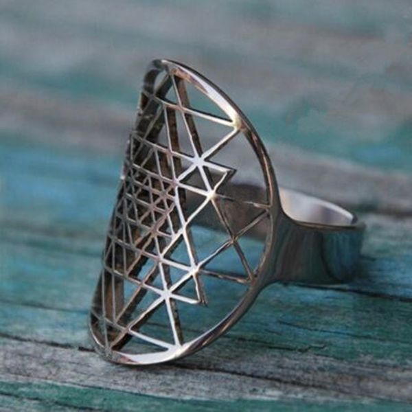 

drop shipping sri yantra rings silver plated ring for women adjustable size fashion jewelry, Golden;silver