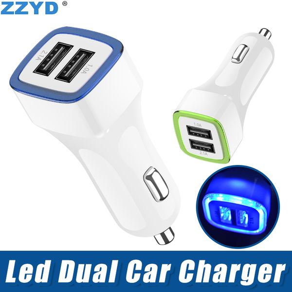 

ZZYD LED двойной Usb автомобильное зарядное устройство автомобиля портативный адаптер питания 5 В 1A для Samsung S8 Примечание 8 iPX