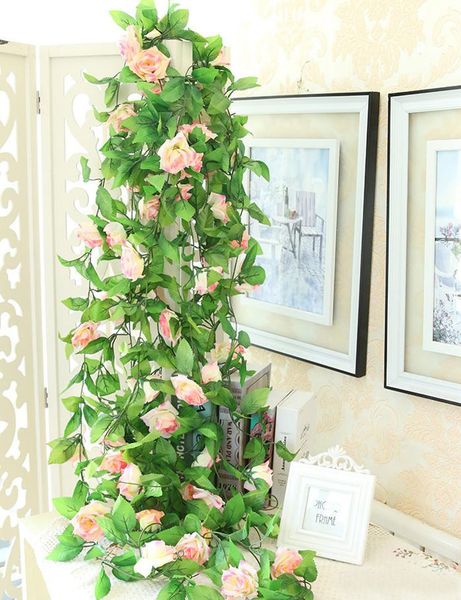 245cm Artificial Fake Silk Rose Flower Vine Hanging Garland Wedding Home Decor