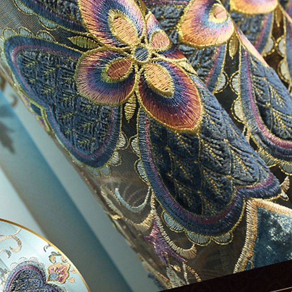 

chenille stamping embroidered curtain fabric blackout curtain fabric finished product customization