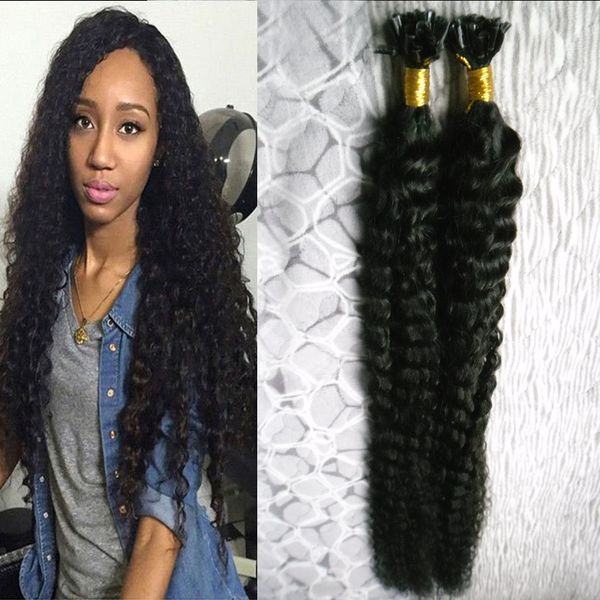 Black Kinky Curly Keratin Tip Hair Extension 1g S Curly Keratin U