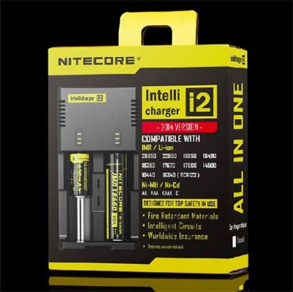 

new nitecore i2 universal charger for 16340 18650 14500 26650 battery e cigarette 2 in 1 muliti function intellicharger rechargeable dhl