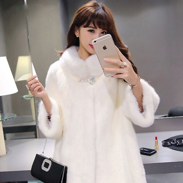 

2018 new mink coat, female fur large size code 6xl, Black