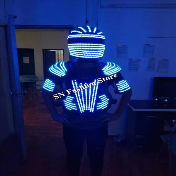 

L99 led helmet ballroom dance led co tume men robot dance clothe led uit helmet party tage how dj inger wear lighting performance