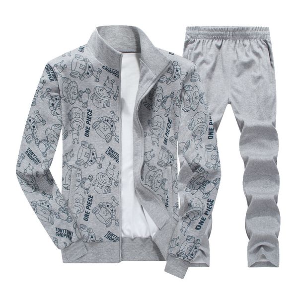 

fashion men sports suits men's sportswear two-piece jacket+pants men brand clothing big size 7xl 8xl mens tracksuit, Gray
