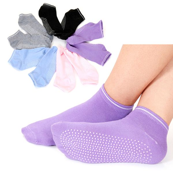 

1 pair non-slip sports socks ladies girls fitness sports socks women nonslip grip 5 colors supply, Black