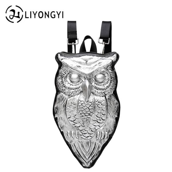 

liyongyi 2018 new women pu leather backpack 3d fashion owl print cute sweet soft lovers teenager school student casual bag gift