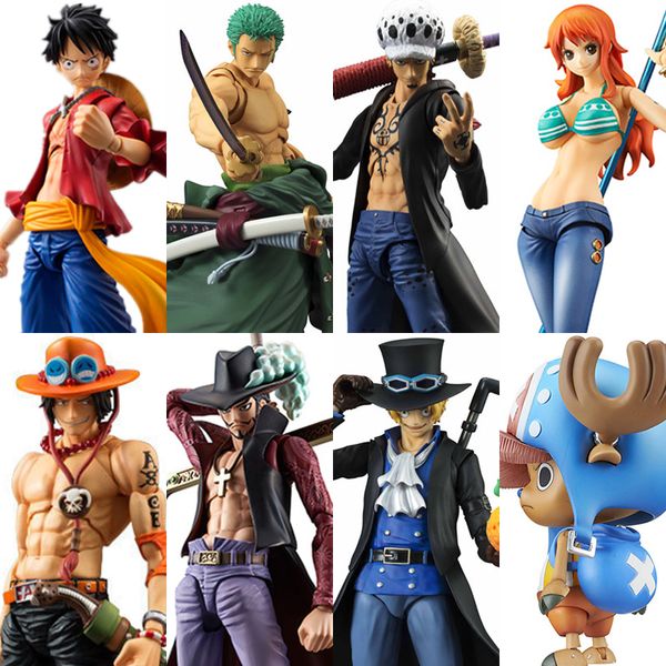 

megahouse variable action heroes one piece luffy ace zoro sabo law nami dracule mihawk pvc action figure collectible model toy