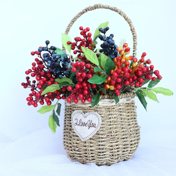 

20 pcs/lot artificial flower decorative berry mini short cherry 5 color fake plant fruit home car decor diy christmas wedding decoration