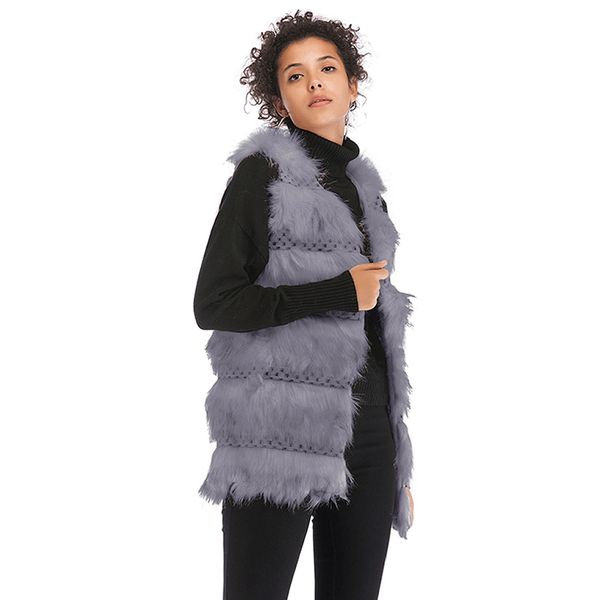 

kenancy 2018 new women faux fur vest coat luxury fashion fur jackets autumn winter warm vest female casual outwear jackets, Black