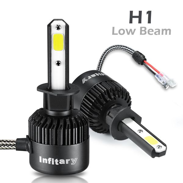 

2pcs infitary h1 led car headllight single beam light 72w 8000lm 6500k 12v/24v auto headlamp lamps