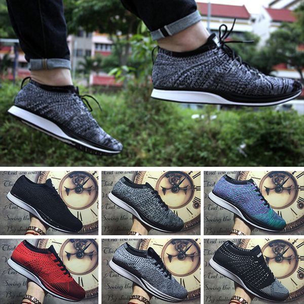 

2018 Fly Racer Trainer Knit Oreo Black White Grey Sports Shoes Lunar Free Run Casual Shoes Men Women summer Sneakers 36-45