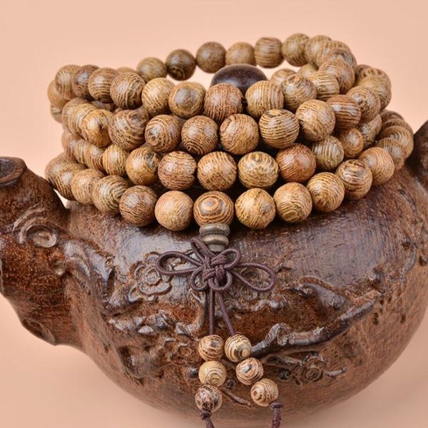 

108pcs natural chicken woods sandalwood buddhist prayer beads bracelets buddha wooden charm bracelet bangle ing, Black