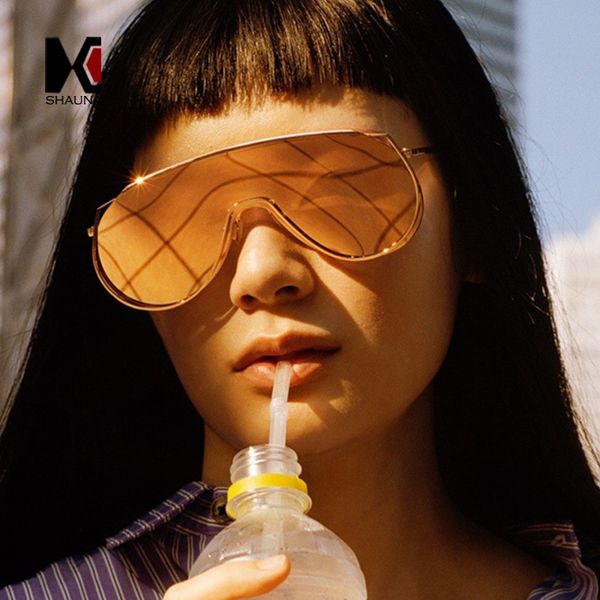

shauna fashion integrated clear red yellow sunglasses women retro goggle sun glasses men pink mirror shades, White;black