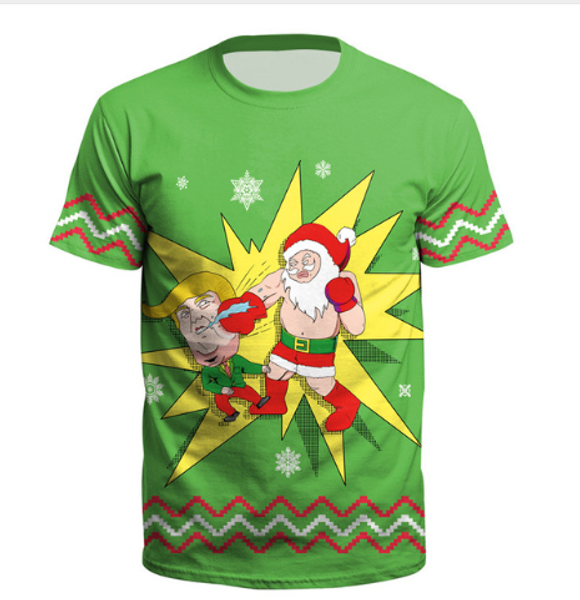 

men/womens 3d santa claus christmas present print short sleeve funny t-shirts harajuku fitness casual shirt u1085, White;black