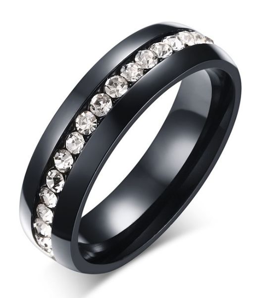 

wedding ring stunning black color stainless steel eternity ring for men and women in usa and europe size 5-10, Silver