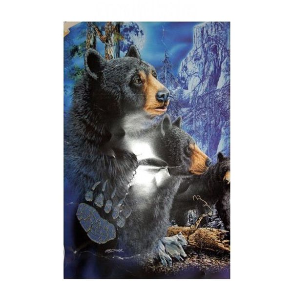 

new signature collection queen size 3 black bears korean mink blanket