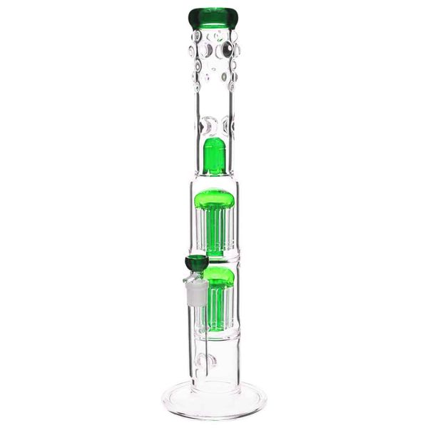 Cachimbo de água por atacado Bongo de vidro 18,8 mm com junta de duas camadas e cúpula de 8 braços perculador bongGreen/Bule cor Cachimbos de água aleatórios grandes bongs dab rig