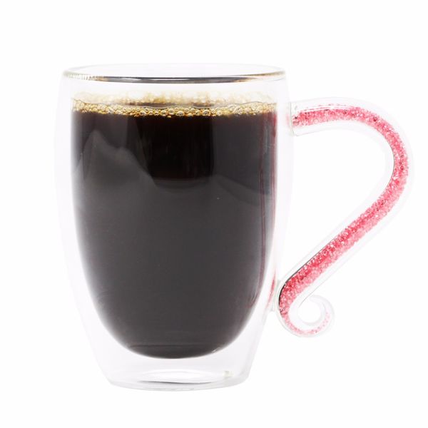 

keytrend double wall coffee mugs rhinestones filled handgrip borosilicate glass cute coffee cup aecl072