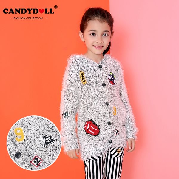 

new autumn kids girl plush sweater coat with hat cartoon embroidered children's clothes sz 3-6 years, Blue