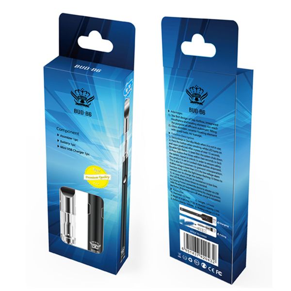 

kits bud with kit b6 heating v6 e cartridge 0.5ml airflow starter cigarette battery tank 350mah ceramic v6 element original ubcfh
