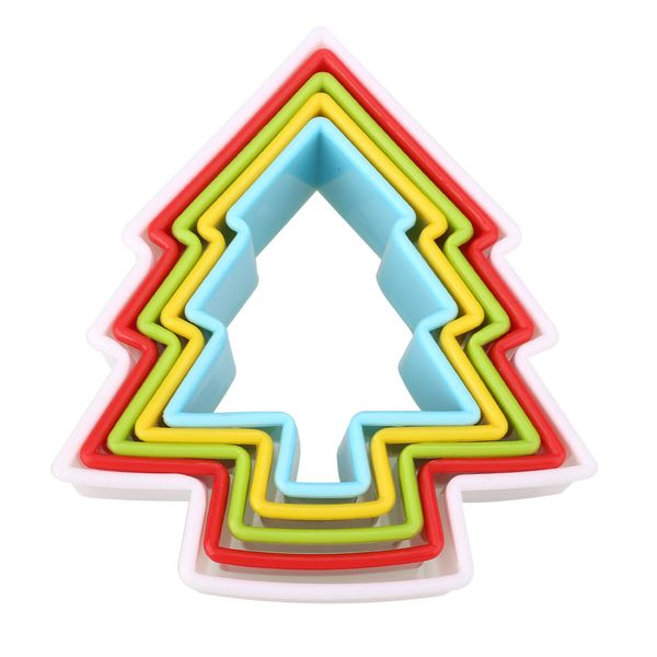 

5pcs/set christmas tree shaped fondant cookie mold baking tool multicolor